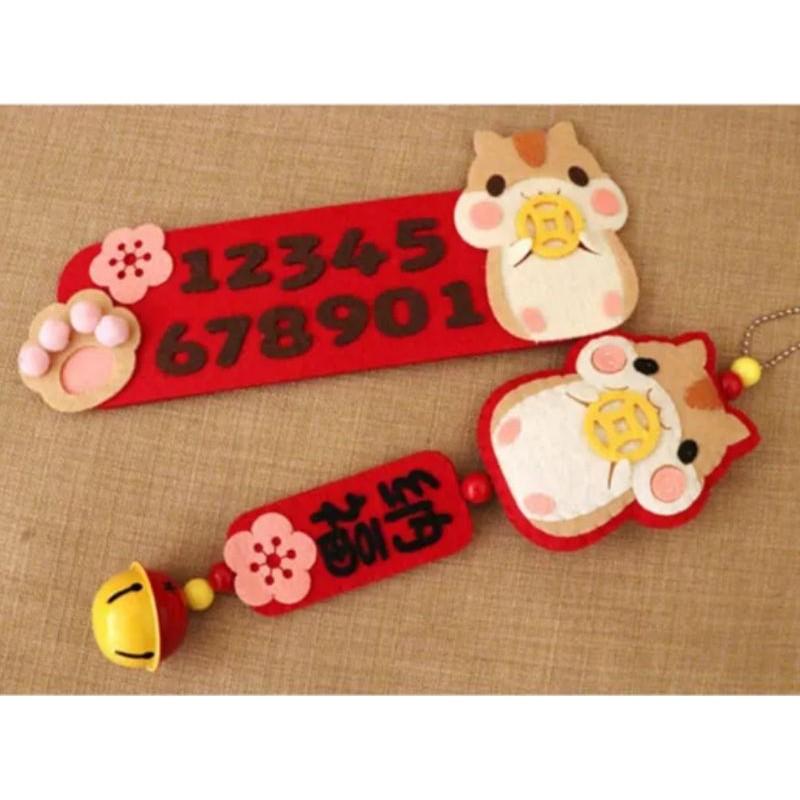 🇹🇼現貨 親手作更有愛【🍀幸福四葉草🍀】黏貼《可愛倉鼠系列》不織布材料包/免裁剪/手作材料/卡套/親子手作/掛飾/停車牌-細節圖8