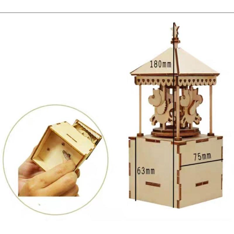 木質彩繪音樂盒🇹🇼現貨 手作更有愛【🍀幸福四葉草🍀】《木質Diy彩繪音樂盒2款 天空之城》附彩繪水彩6色+畫筆 保麗龍膠-細節圖3