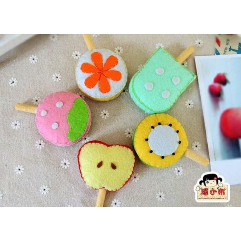 【Diy親手縫更有愛♡現貨】《冰棒掛飾一組5入》不織布材料包/免裁剪/批發/文創/療癒/孕期手作/親子手作/優雅手作-細節圖2