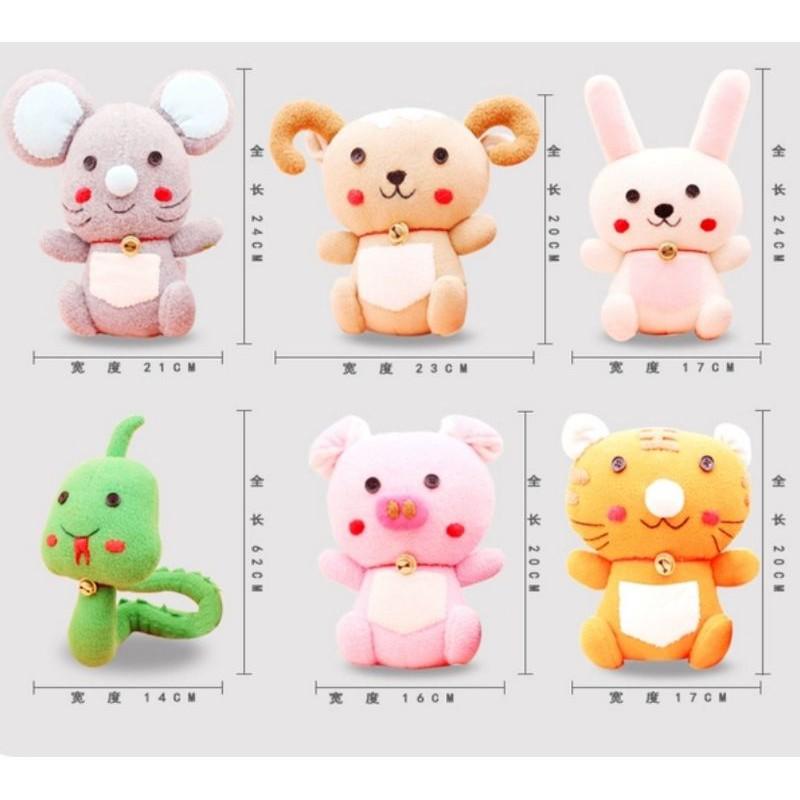 【Diy親手縫更有愛♡現貨】《高約20cm 12生肖搖粒棉玩偶》搖粒絨材料包/免裁剪/批發/文創/親子手作/幼童手作-細節圖3