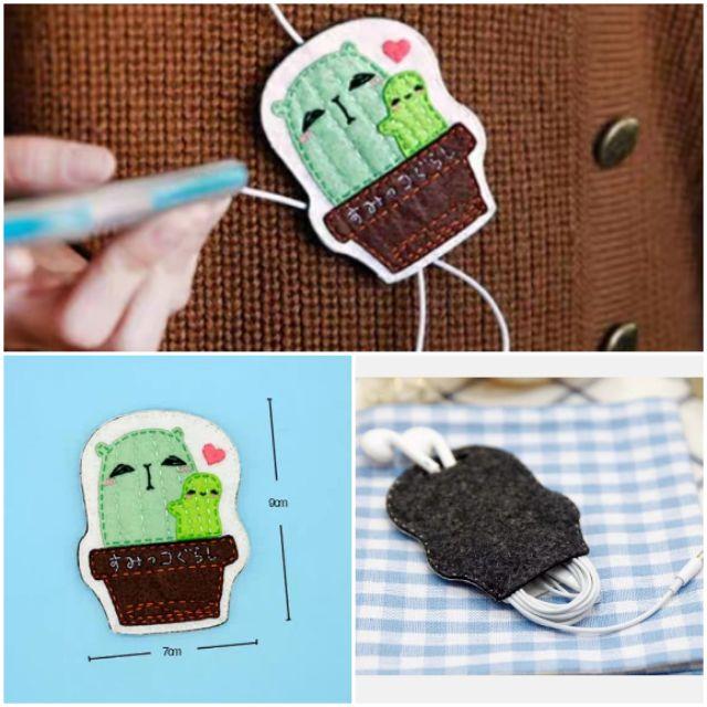 🇹🇼現貨 親手縫更有愛【🍀幸福四葉草🍀】《耳機收納包4款 可改胸針掛飾 》不織布材料包/免裁剪/批發/親子手作/文創客製-細節圖4