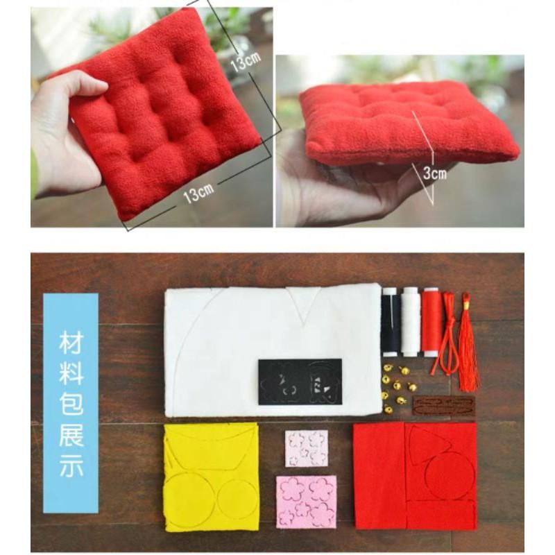 🇹🇼現貨 親手縫更有愛【🍀幸福四葉草🍀】《招財貓搖粒絨擺飾》Diy材料包/免裁剪/批發/文創/親子手作-細節圖4