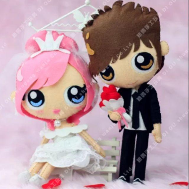 🇹🇼現貨 親手縫更有愛【🍀幸福四葉草🍀】《新娘新娘 抱枕娃娃》不織布材料包/免裁剪/批發/文創/婚禮/優雅手作-細節圖3