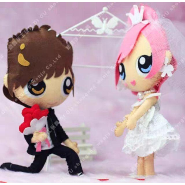 🇹🇼現貨 親手縫更有愛【🍀幸福四葉草🍀】《新娘新娘 抱枕娃娃》不織布材料包/免裁剪/批發/文創/婚禮/優雅手作-細節圖4