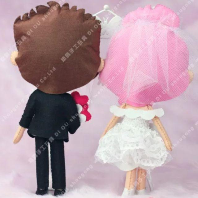 🇹🇼現貨 親手縫更有愛【🍀幸福四葉草🍀】《新娘新娘 抱枕娃娃》不織布材料包/免裁剪/批發/文創/婚禮/優雅手作-細節圖5