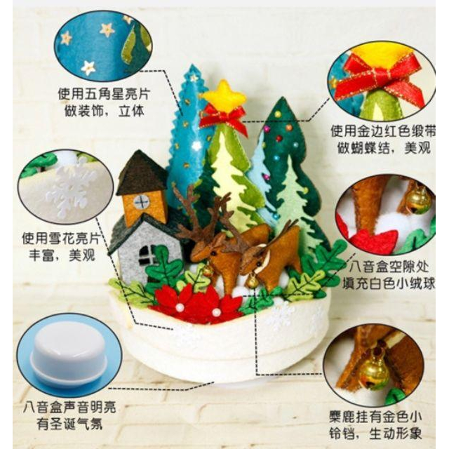 【Diy親手縫更有愛♡現貨】《璀璨聖誕音樂盒》不織布材料包/免裁剪/批發/文創/療癒/暫離手機/孕期手作/親子手作-細節圖3