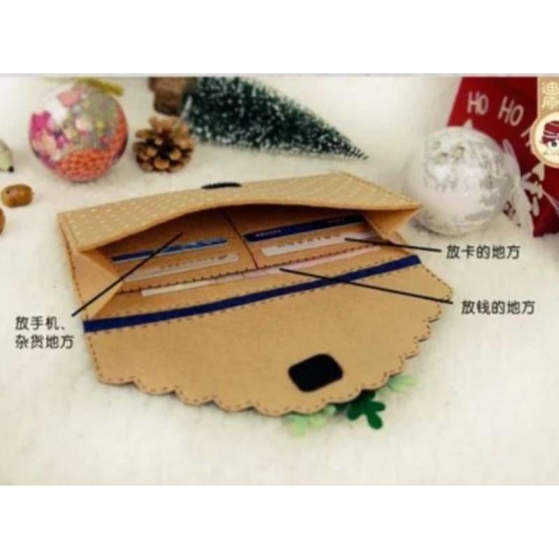 🇹🇼現貨 親手縫更有愛【🍀幸福四葉草🍀】《聖誕雪物語手拿長夾》免裁剪不織布材料包/親子手作/閨蜜/情人節禮物/批發/文創-細節圖4