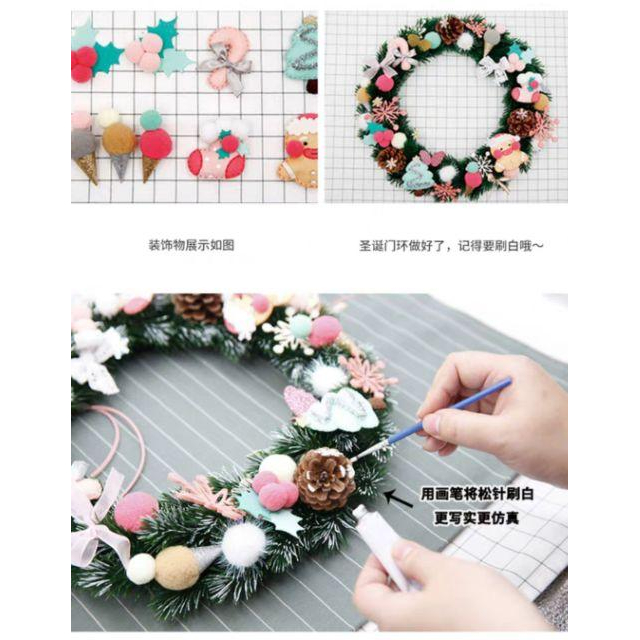 【Diy親手縫更有愛♡現貨】《仿真松果針葉璀璨聖誕門環》不織布材料包/免裁剪/批發/文創/療癒/孕期手作/親子手作-細節圖6