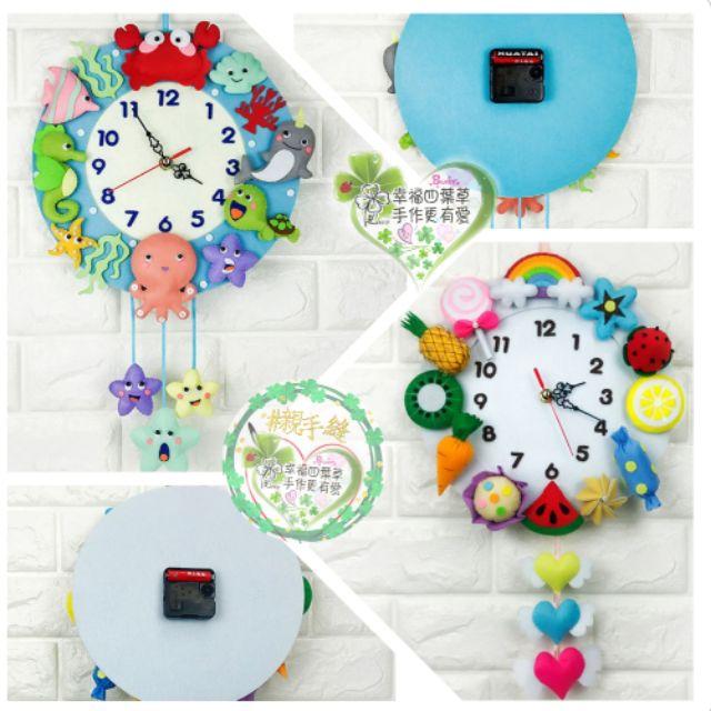 🇹🇼現貨 親手縫更有愛【🍀幸福四葉草🍀】《可愛時鐘掛鐘4款》不織布材料包/免裁剪/批發/文創/親子手作-細節圖2
