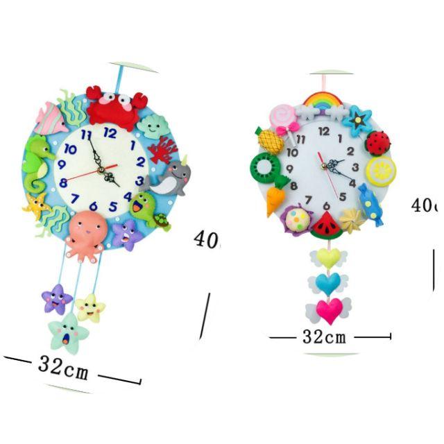 🇹🇼現貨 親手縫更有愛【🍀幸福四葉草🍀】《可愛時鐘掛鐘4款》不織布材料包/免裁剪/批發/文創/親子手作-細節圖3