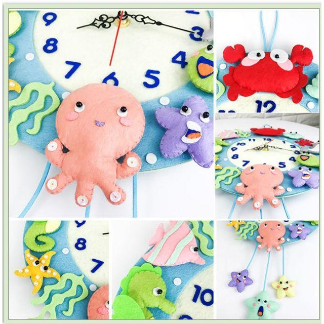 🇹🇼現貨 親手縫更有愛【🍀幸福四葉草🍀】《可愛時鐘掛鐘4款》不織布材料包/免裁剪/批發/文創/親子手作-細節圖4