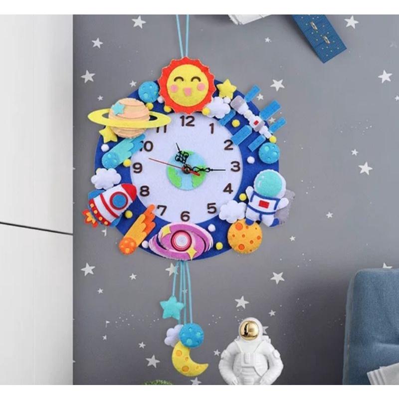 🇹🇼現貨 親手縫更有愛【🍀幸福四葉草🍀】《可愛時鐘掛鐘4款》不織布材料包/免裁剪/批發/文創/親子手作-細節圖6