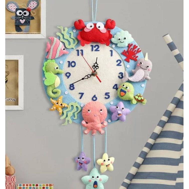 🇹🇼現貨 親手縫更有愛【🍀幸福四葉草🍀】《可愛時鐘掛鐘4款》不織布材料包/免裁剪/批發/文創/親子手作-細節圖7