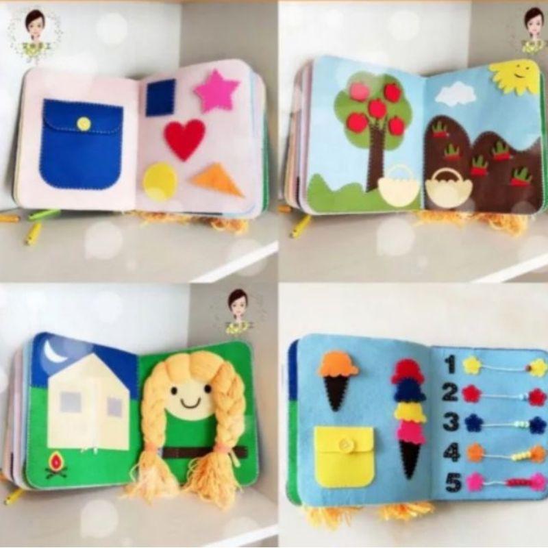 🇹🇼現貨 親手縫更有愛【🍀幸福四葉草🍀】《蒙特梭利布書 藍鯨魚款 內頁16頁》不織布材料包/免裁剪/批發/文創/親子手作-細節圖5