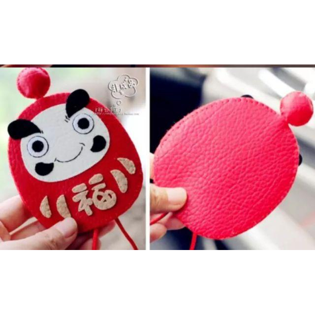 【Diy親手縫更有愛♡現貨】《PU祈福達摩鑰匙包》不織布材料包/免裁剪/批發/文創/療癒/暫離手機/孕期手作/親子手作-細節圖2