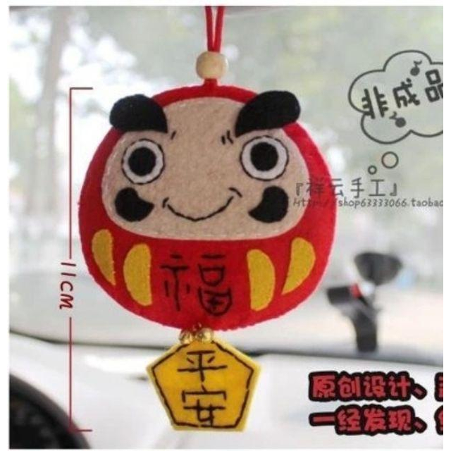 🇹🇼現貨 親手縫更有愛【🍀幸福四葉草🍀】《達摩祈福開運平安掛飾車掛2款》diy材料包/不織布免裁剪/批發/文創/親子手作-細節圖4