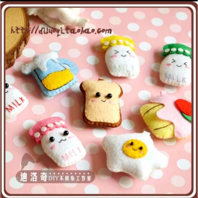 【Diy親手縫更有愛♡現貨】《小可愛系列8入早餐款》不織布材料包/免裁剪/批發/文創/療癒/暫離手機/孕期手作/親子手作-細節圖2