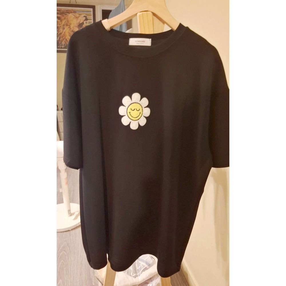 【泰好文創選品】韓版花朵笑臉大寬T-細節圖2