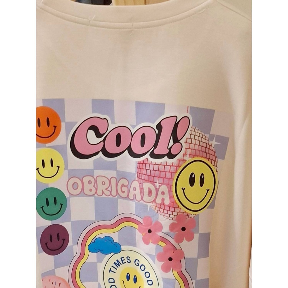 【泰好文創選品】韓版花朵笑臉大寬T-細節圖4