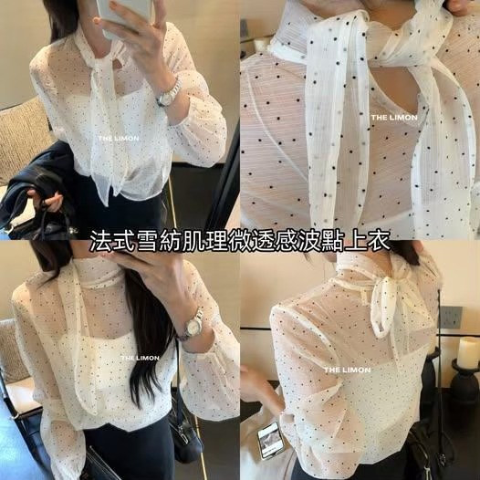 【泰好文創選品】透膚刺繡雪紡上衣-細節圖2