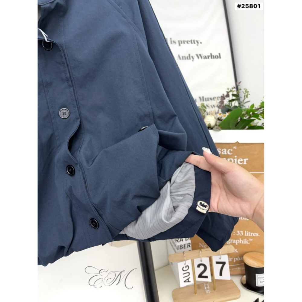【泰好文創】韓系立領短版風衣外套-細節圖2