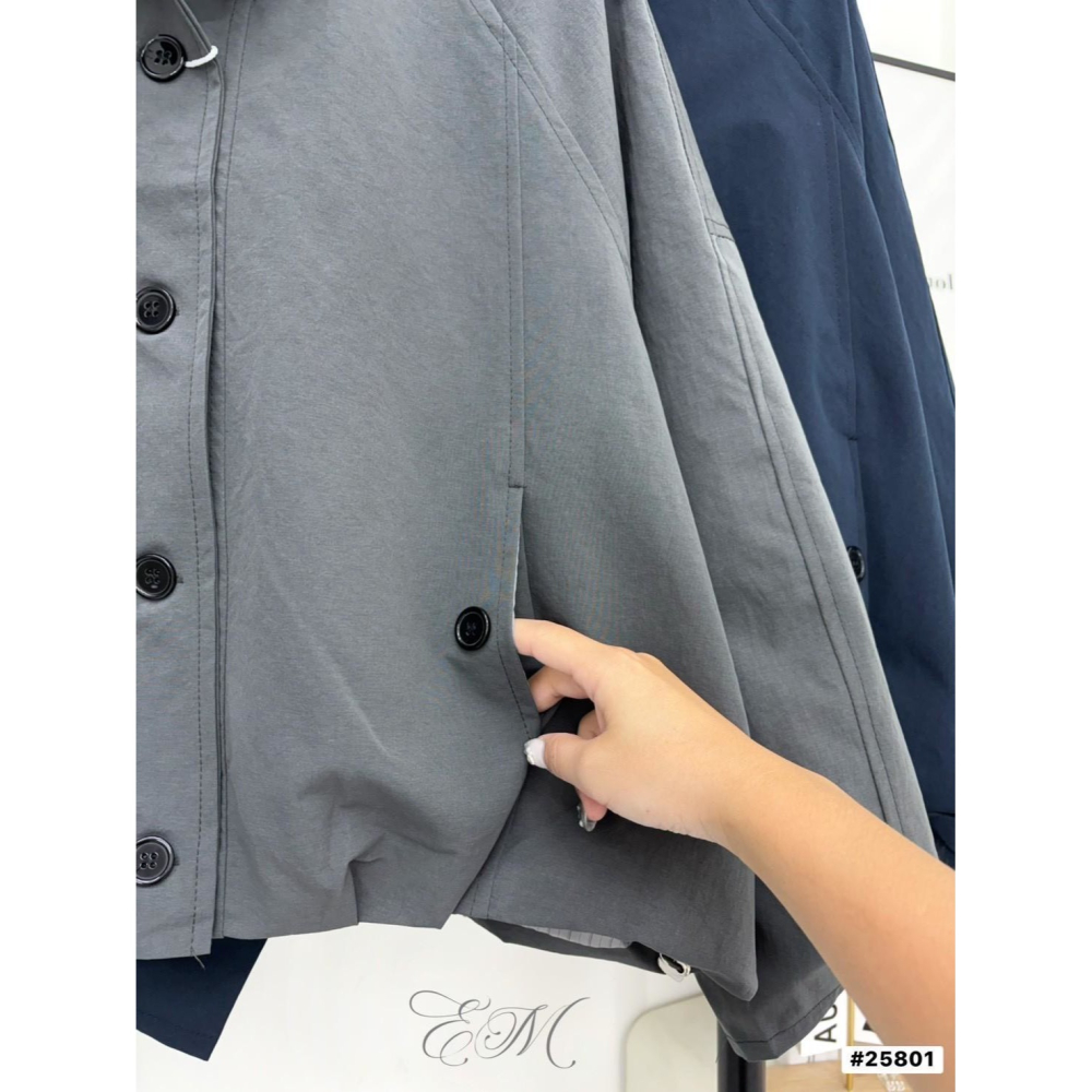 【泰好文創】韓系立領短版風衣外套-細節圖3