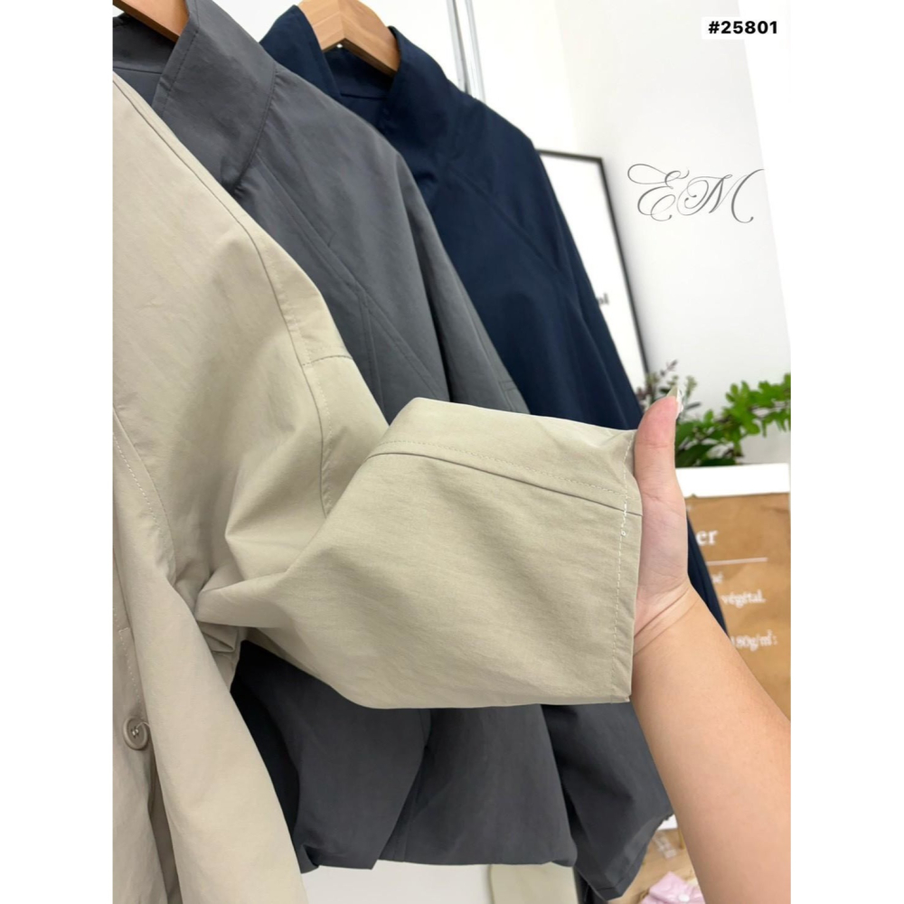 【泰好文創】韓系立領短版風衣外套-細節圖4