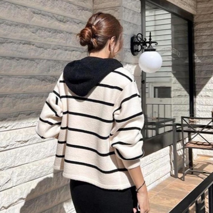 【泰好文創】經典條紋連帽外套-細節圖2