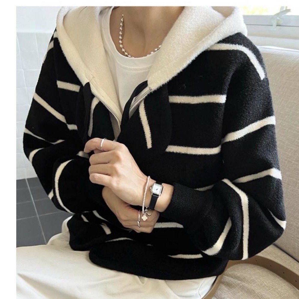 【泰好文創】經典條紋連帽外套-細節圖3