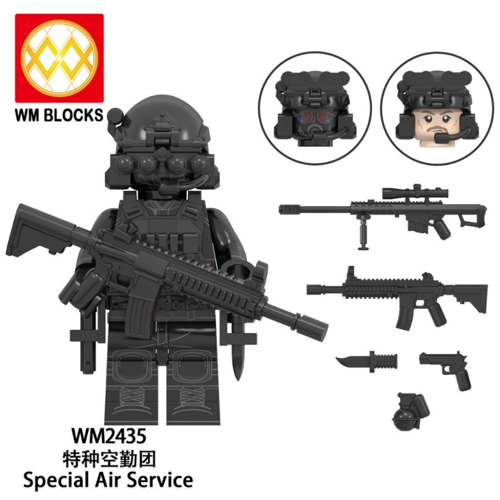 預購【積木反斗城】WM6147特種部隊SWAT警察反恐特種空勤團阿爾法部隊雪豹突擊隊三角洲特種部隊軍事海豹突擊隊人偶積木-細節圖2