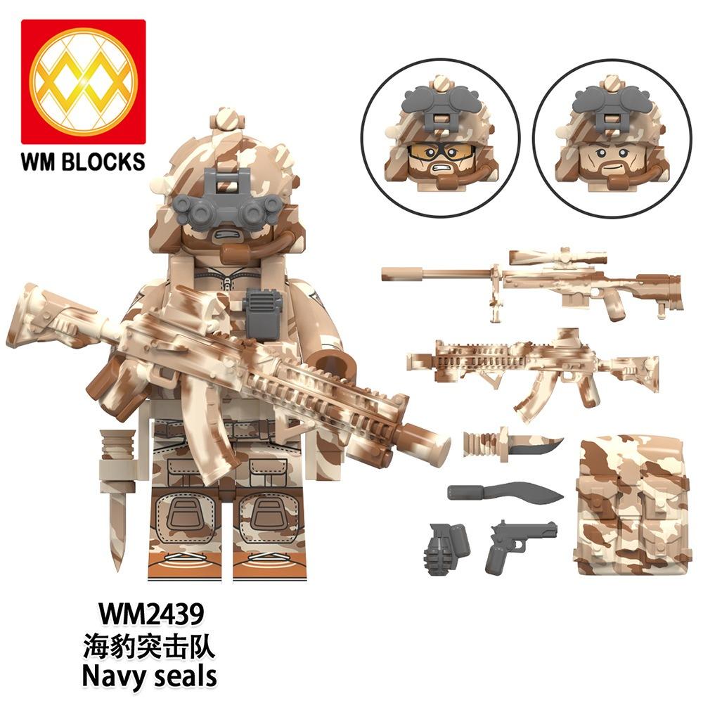 預購【積木反斗城】WM6147特種部隊SWAT警察反恐特種空勤團阿爾法部隊雪豹突擊隊三角洲特種部隊軍事海豹突擊隊人偶積木-細節圖6