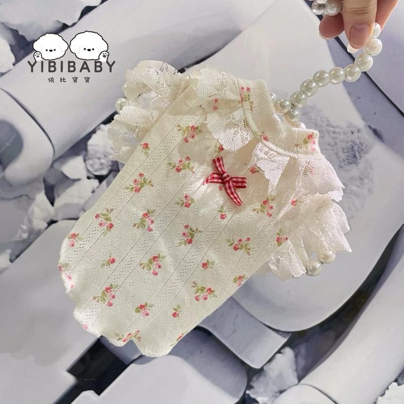 奶油碎花純棉彈力衣-細節圖2