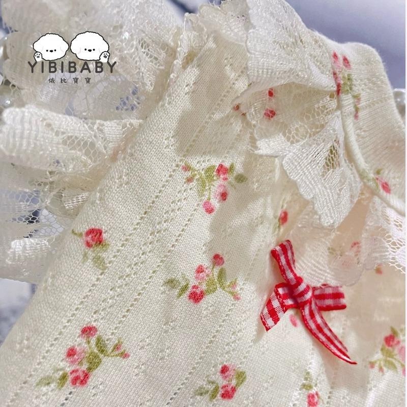 奶油碎花純棉彈力衣-細節圖3