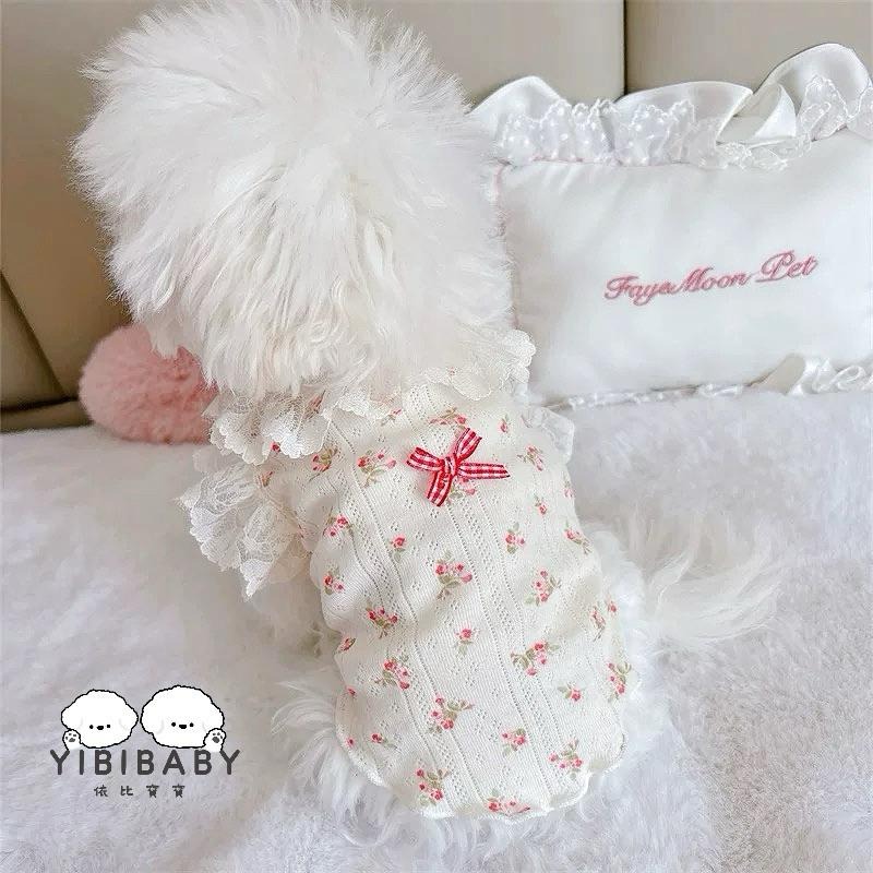 奶油碎花純棉彈力衣-細節圖6