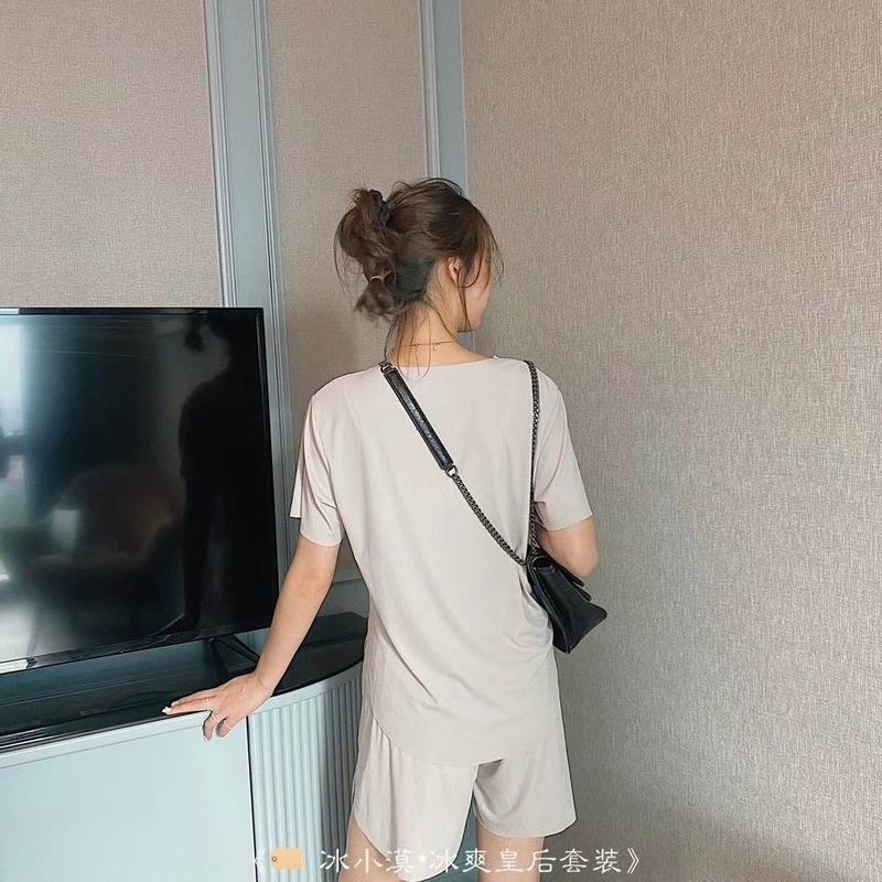 夏季純色家居服睡衣套裝-規格圖1
