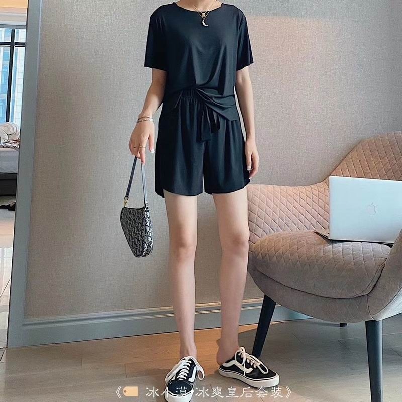 夏季純色家居服睡衣套裝-規格圖1
