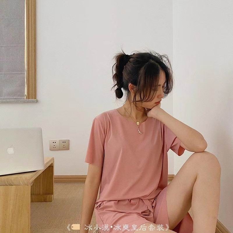 夏季純色家居服睡衣套裝-規格圖1