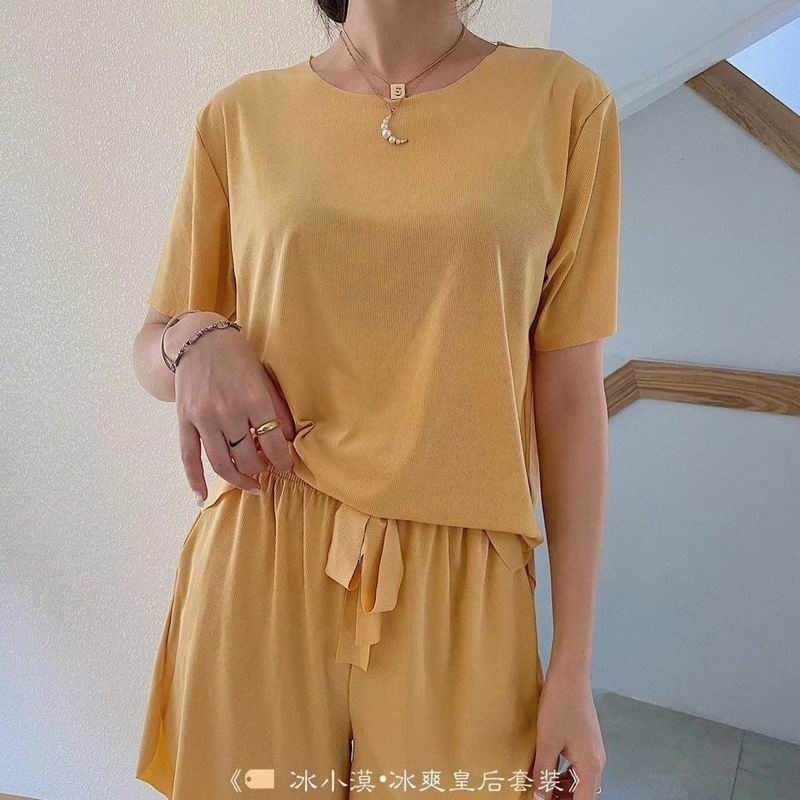夏季純色家居服睡衣套裝-規格圖1