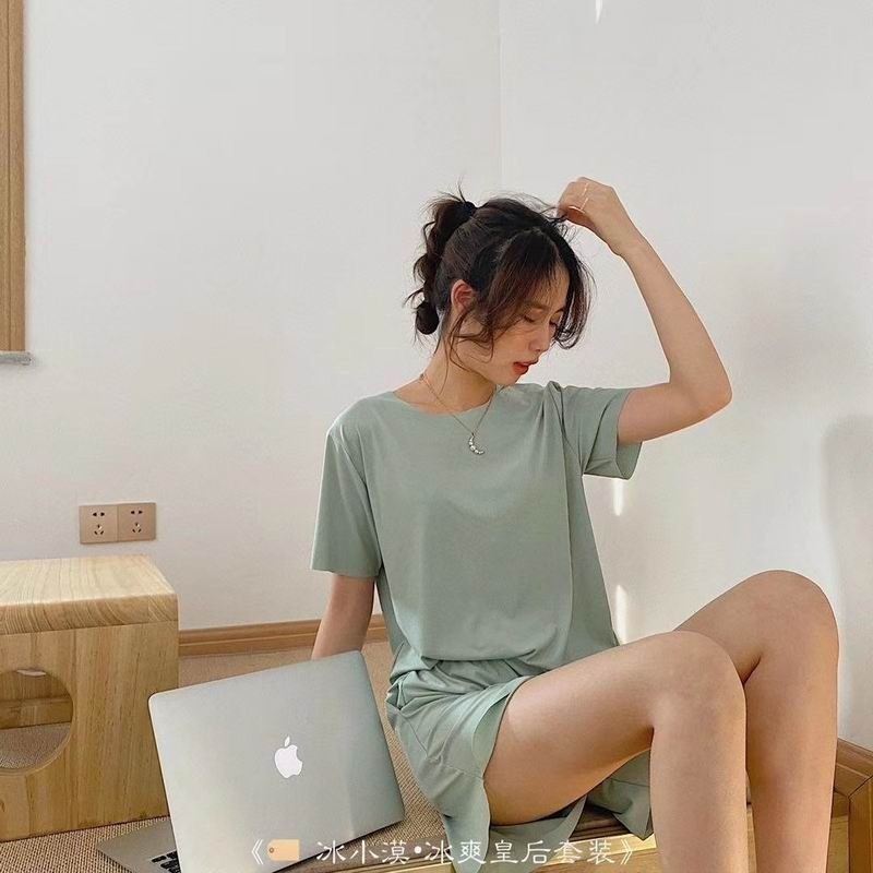 夏季純色家居服睡衣套裝-規格圖1