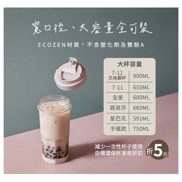 全新完整盒裝【BLACK HAMMER HO飲手提ECOZEN輕透隨行杯980ml(附吸管)杏色】透明/文青風/手提杯-細節圖7