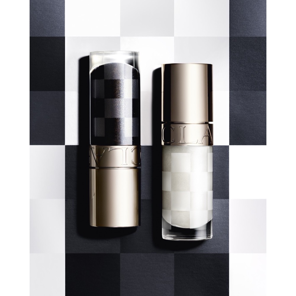 限量特價！全新完整盒裝【CLARINS 克蘭詩 彈潤植萃美唇油 黑白棋盤限定版 7ml(皇后白)】唇油 $199/支-細節圖2