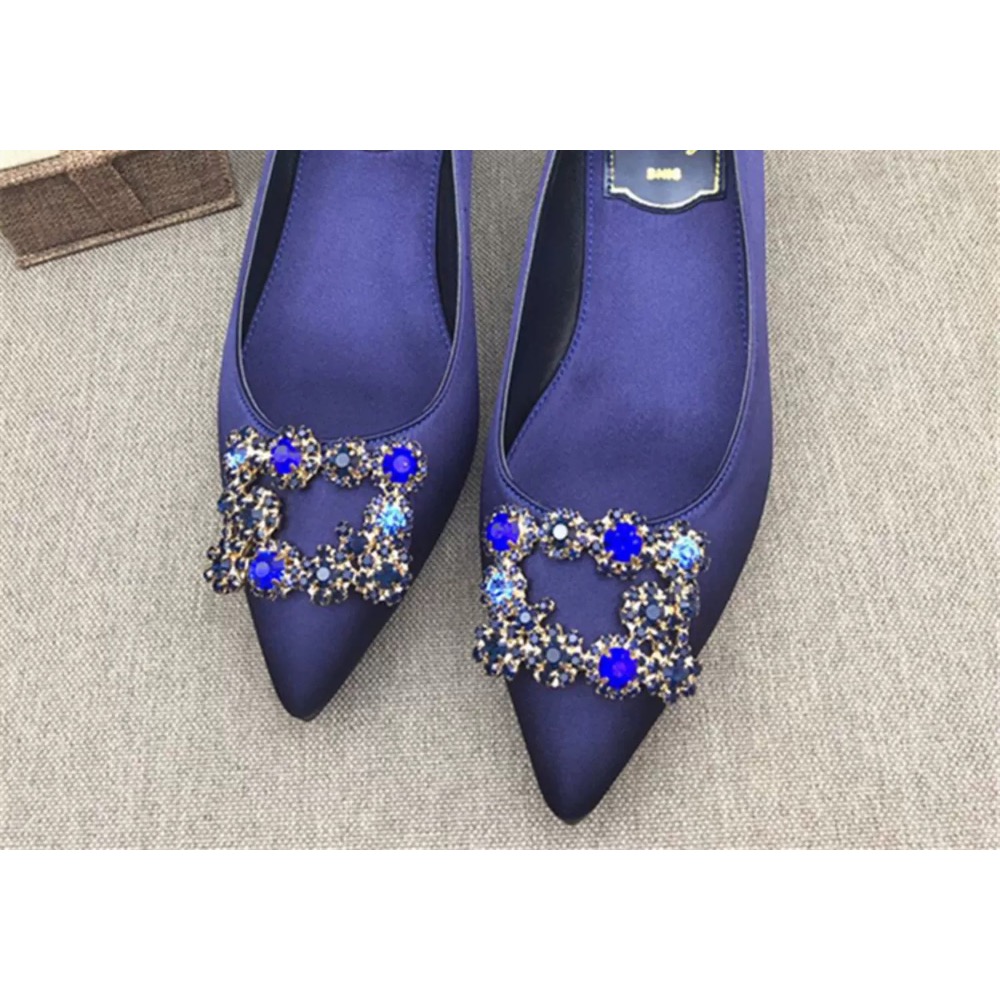 尖頭鞋女2025新款水鑽方扣低跟高跟39碼-細節圖2