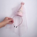 頭紗仙女帽髮箍-粉色
