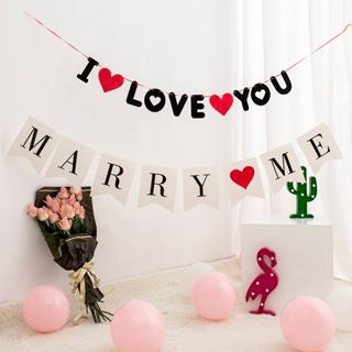 24H現貨出貨附發票 告白拉旗 我愛你拉旗 情人節 不織布拉旗 結婚紀念裝飾 求婚裝飾拉旗-細節圖4