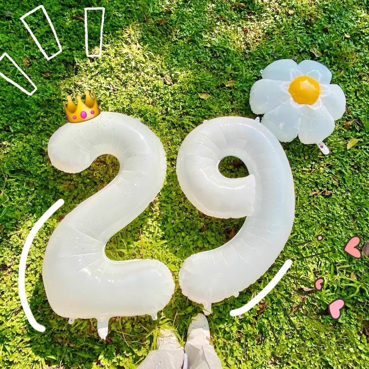 24H現貨出貨附發票【8件88折】白色數字氣球 生日數字氣球 白色手持氣球 白色氣球 生日氣球 慶生氣球 歲數氣球 派對-細節圖2