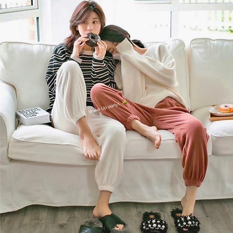 【現貨供應】 厚款‼️250克！69元♥️日系仙女暖暖褲♥️居家褲 珊瑚絨褲 保暖褲 睡褲 聚熱 彈性鬆緊腰圍 冬季刷毛-細節圖2