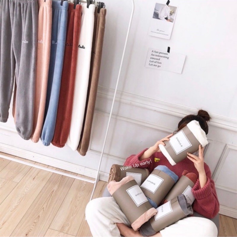 【現貨供應】 厚款‼️250克！69元♥️日系仙女暖暖褲♥️居家褲 珊瑚絨褲 保暖褲 睡褲 聚熱 彈性鬆緊腰圍 冬季刷毛-細節圖3