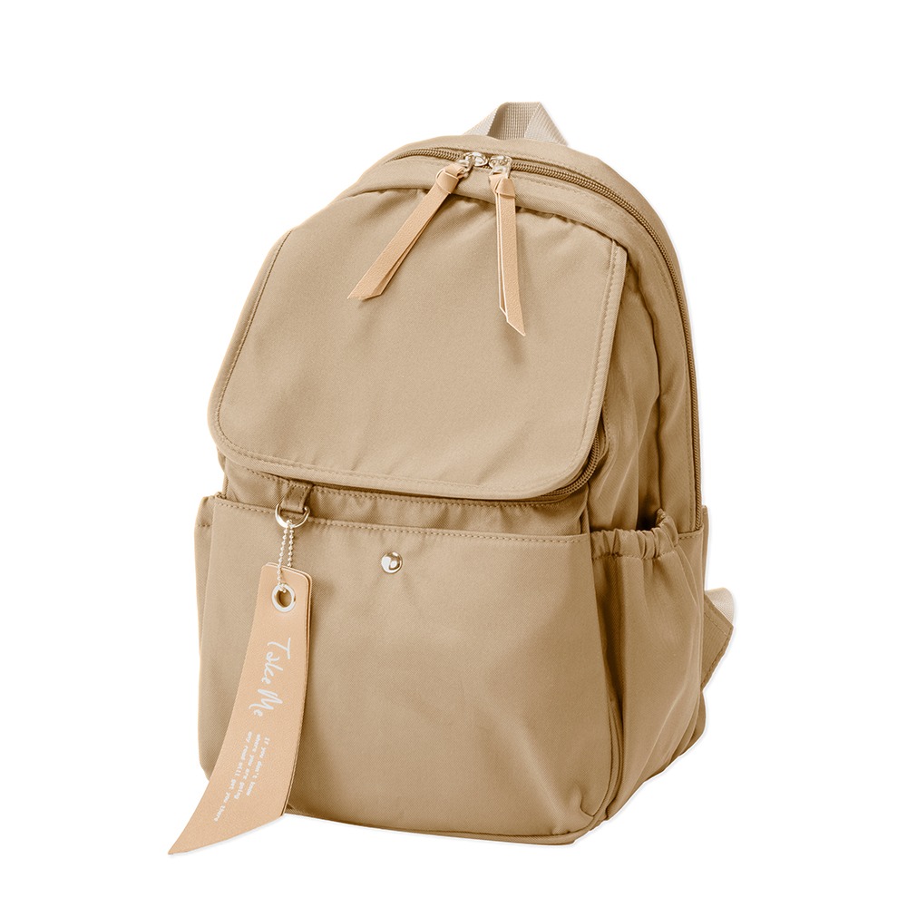 寬口後背包 米色
