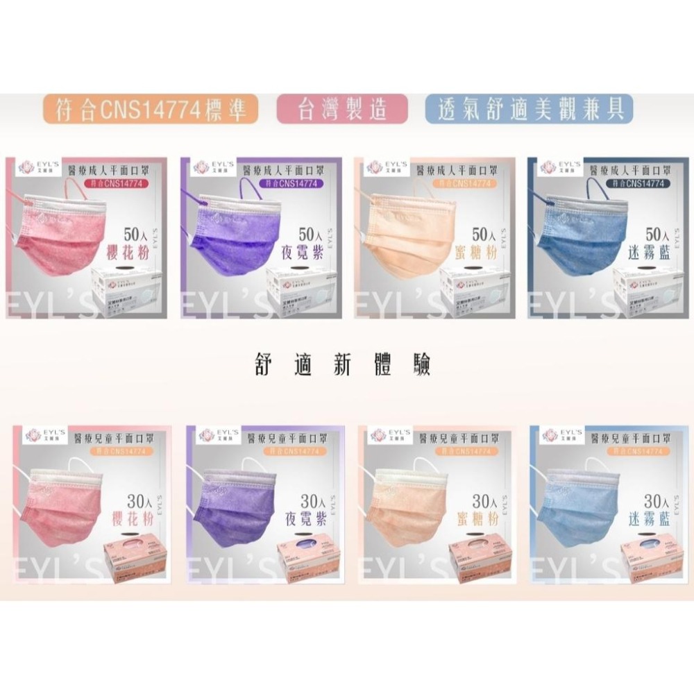 艾爾絲 醫用口罩成人  (50入/盒)/ 兒童 口罩 (30入/盒) 台灣製造-細節圖2