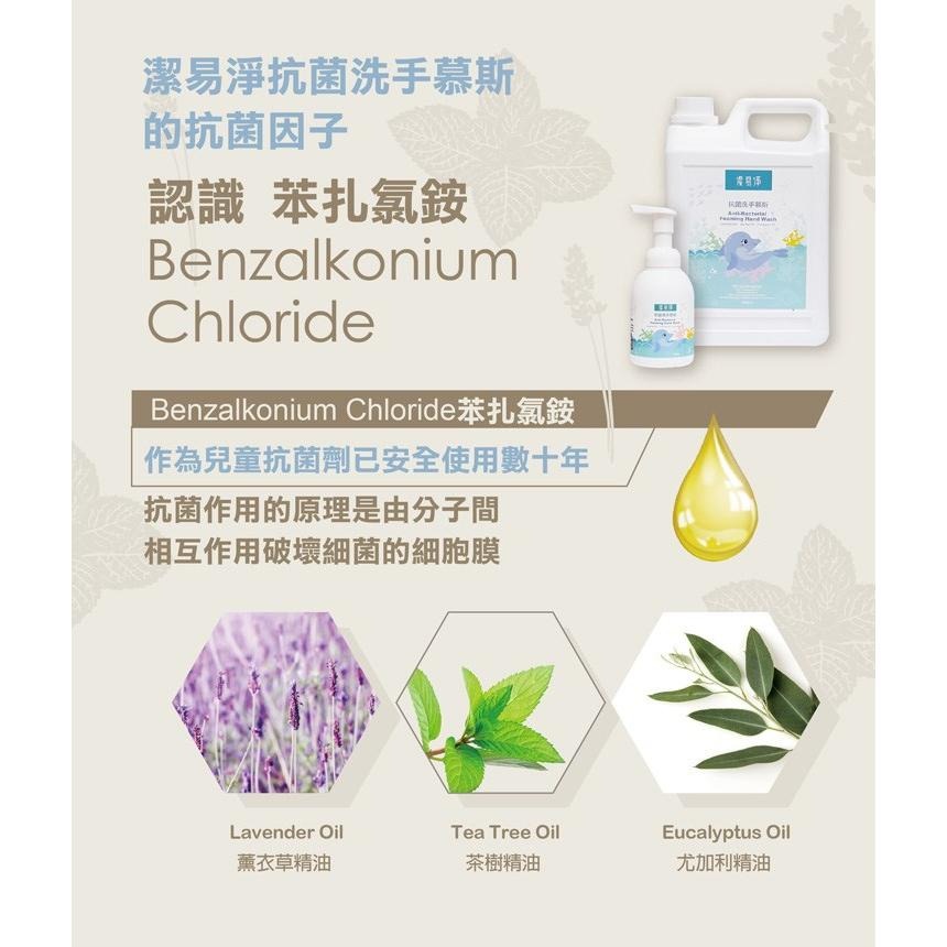潔易淨 抗菌洗手慕斯 400ml / 2000ml 無添加酒精成份 綿密泡沫温和洗淨-細節圖4